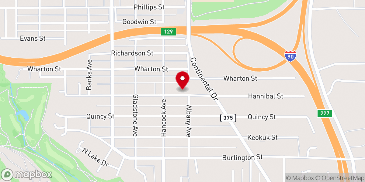 Map showing location of Hannibal Street Baptist Church