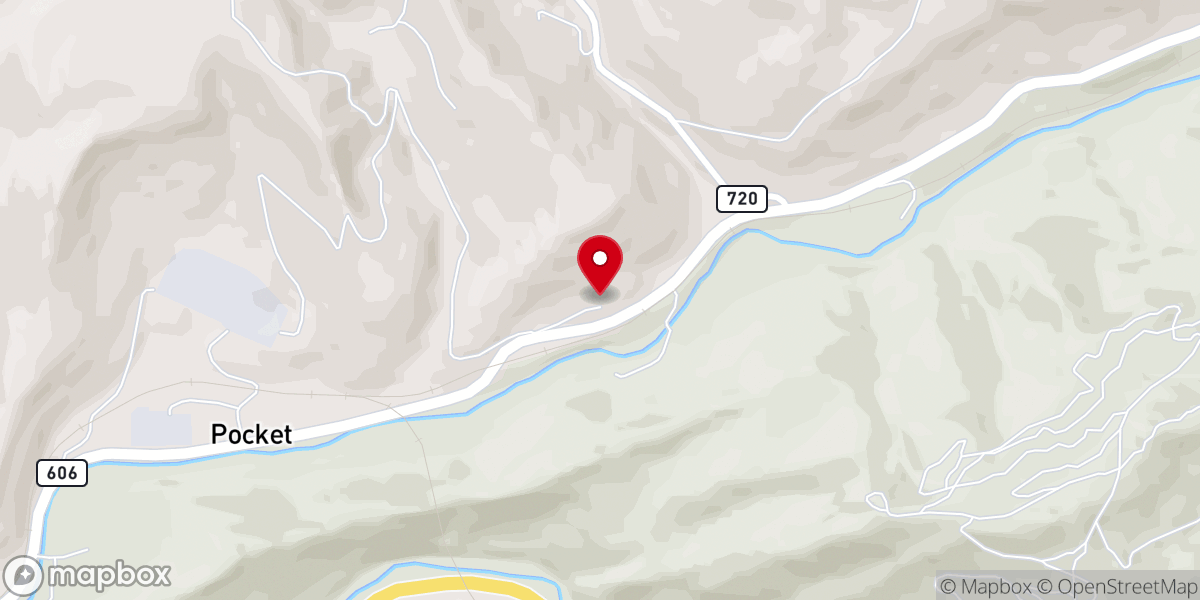 Map showing location of Rocklick Baptist Church