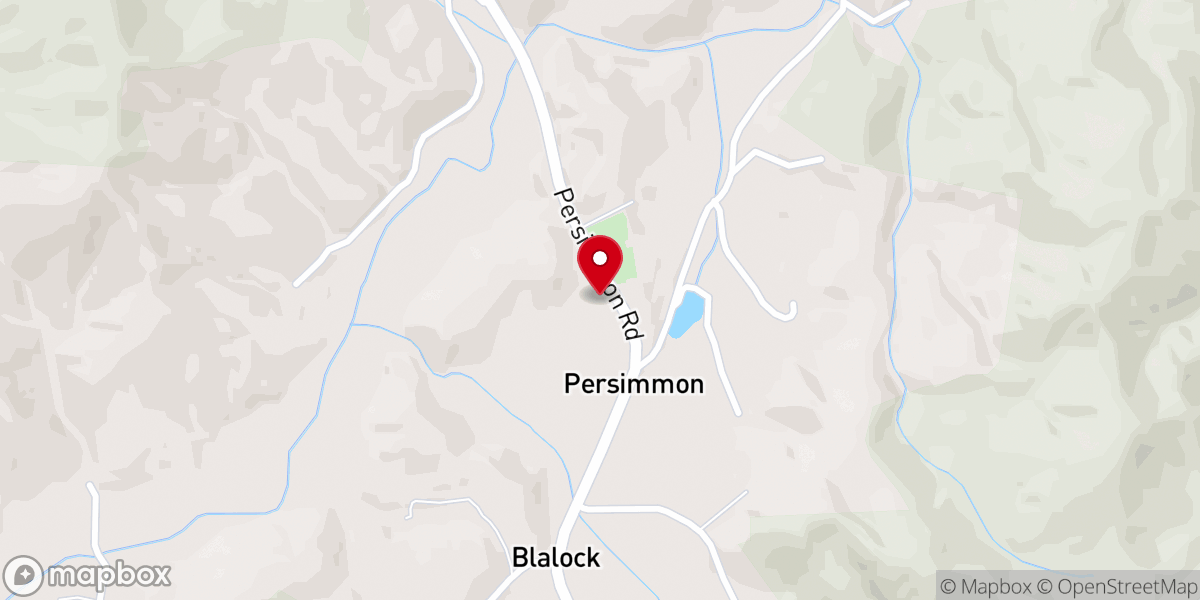 Map showing location of Persimmon Baptist Church