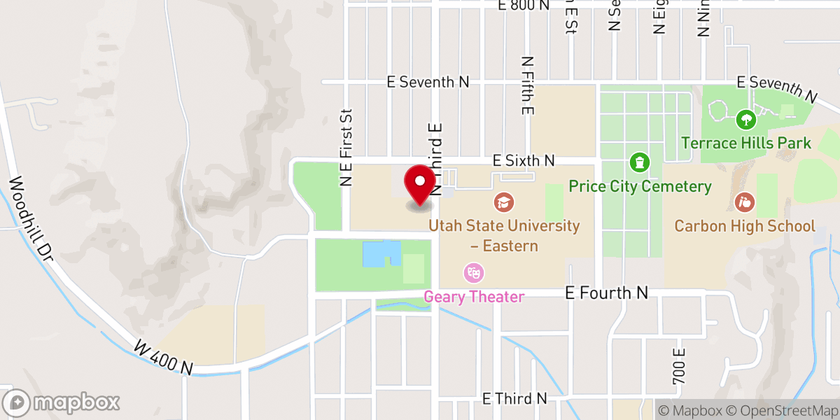 Map showing location of Utah State University Eastern