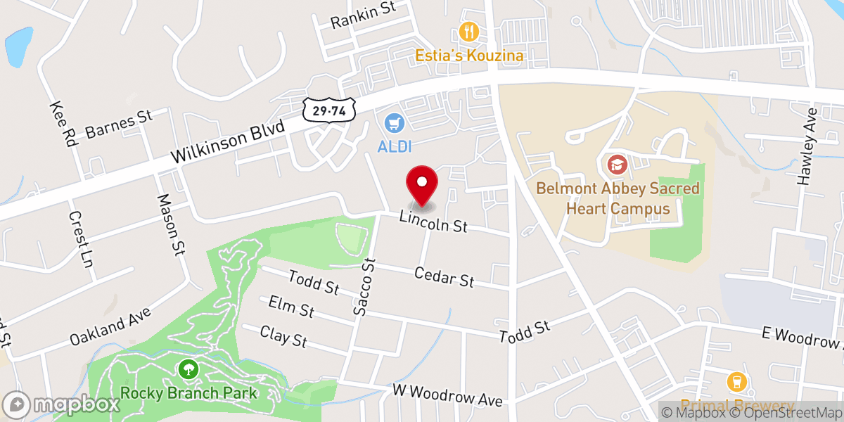Map showing location of Love's Chapel Presbyterian Church