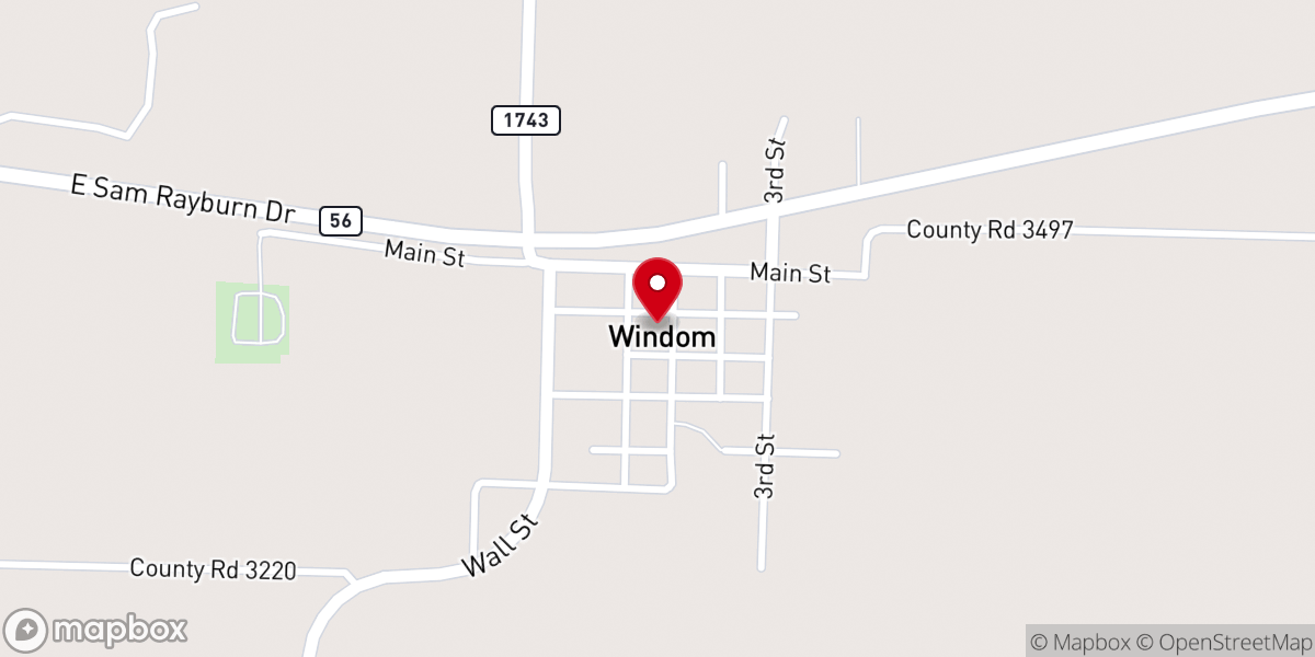 Map showing location of Windom Baptist Church
