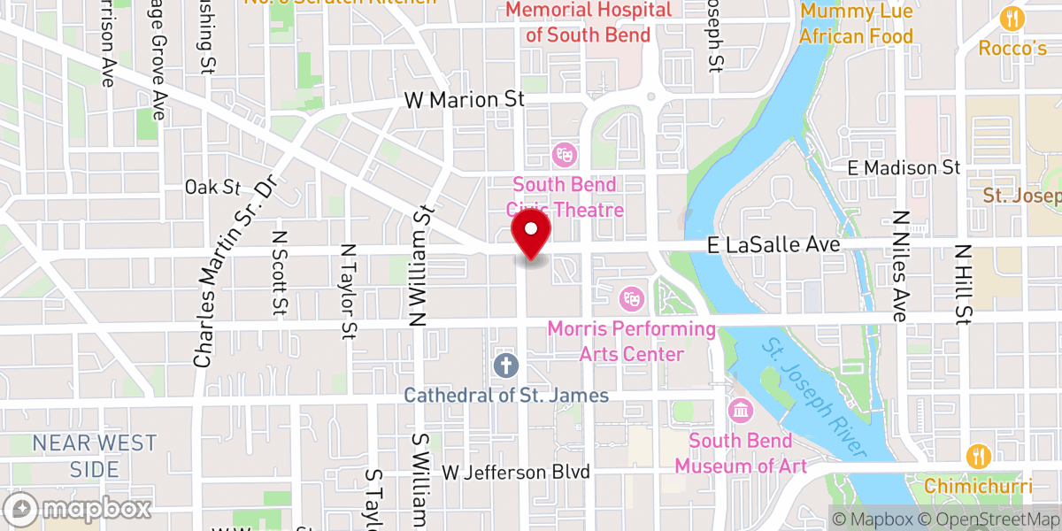 Map showing location of South Bend City Church