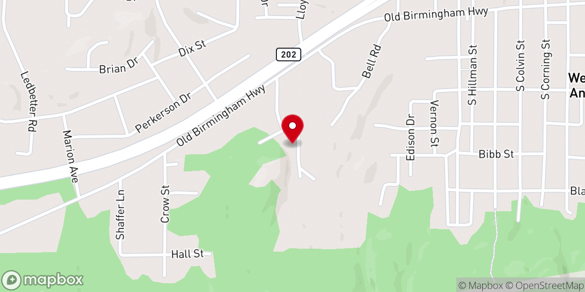 Map showing location of Four Square Church