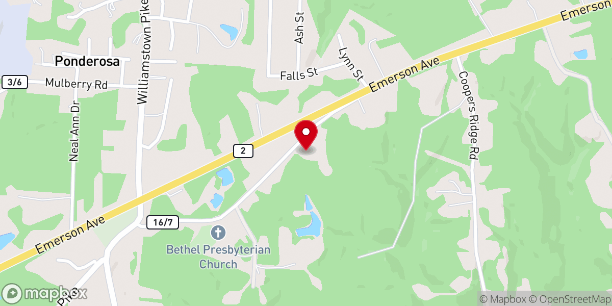 Map showing location of Crossroads Church