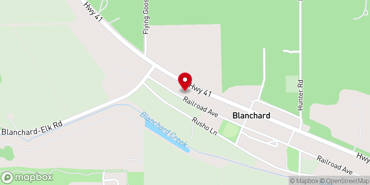 Map showing location of Blanchard Community Church