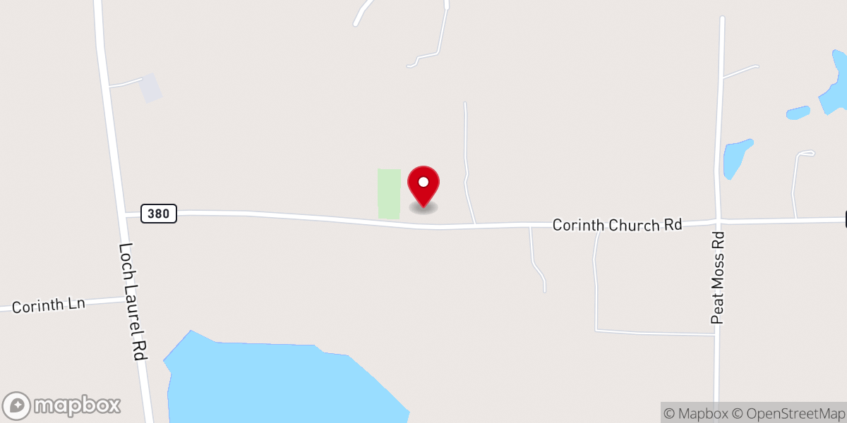 Map showing location of Corinth Baptist Church