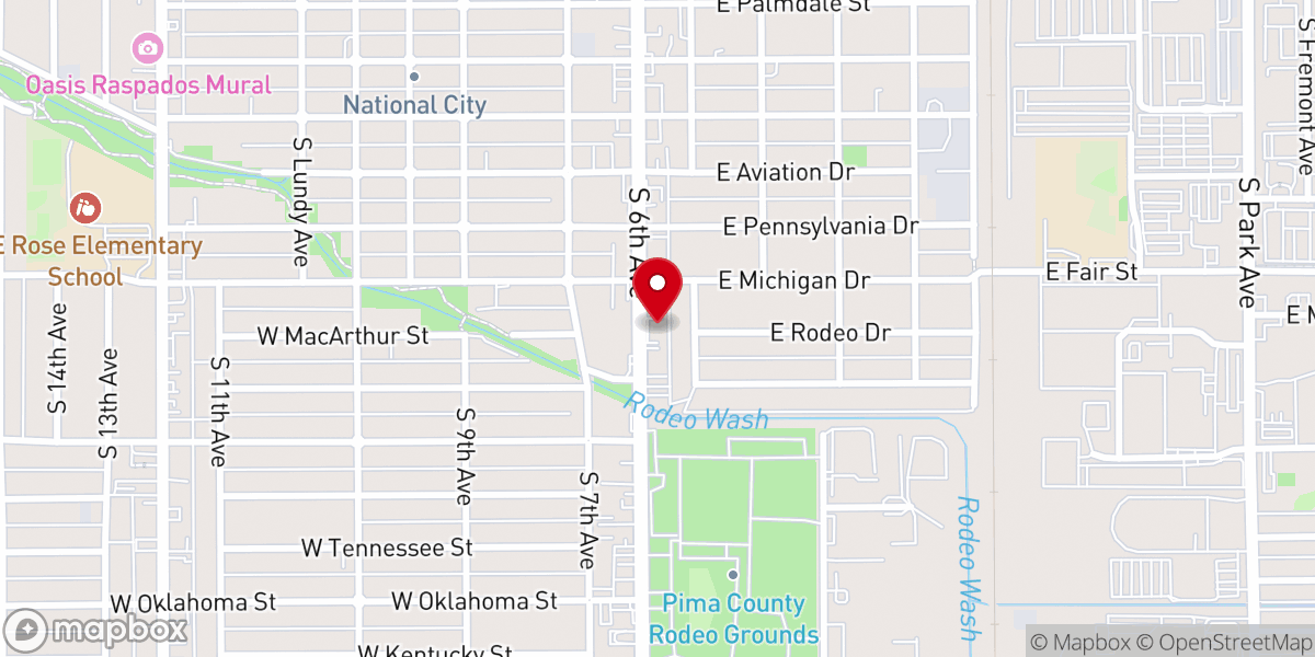 Map showing location of 2a Iglesia Apostólica de la Fe en Cristo Jesús en Tucson Arizona