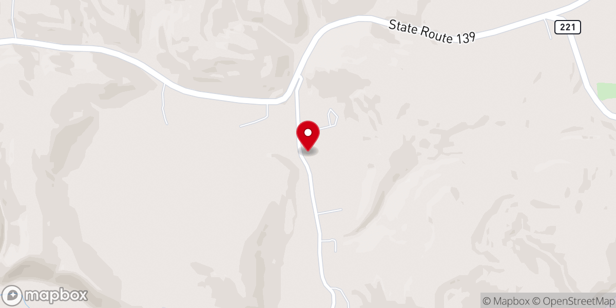 Map showing location of Rocky Fork Primitive Baptist Church