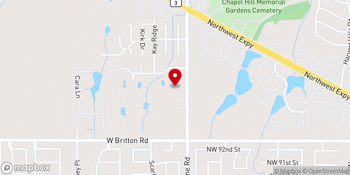 Map showing location of Harvest Hills Church