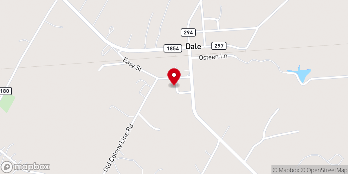 Map showing location of Dale First Baptist Church