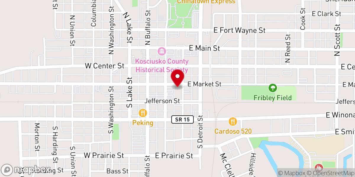 Map showing location of Warsaw Evangelical Pres Church
