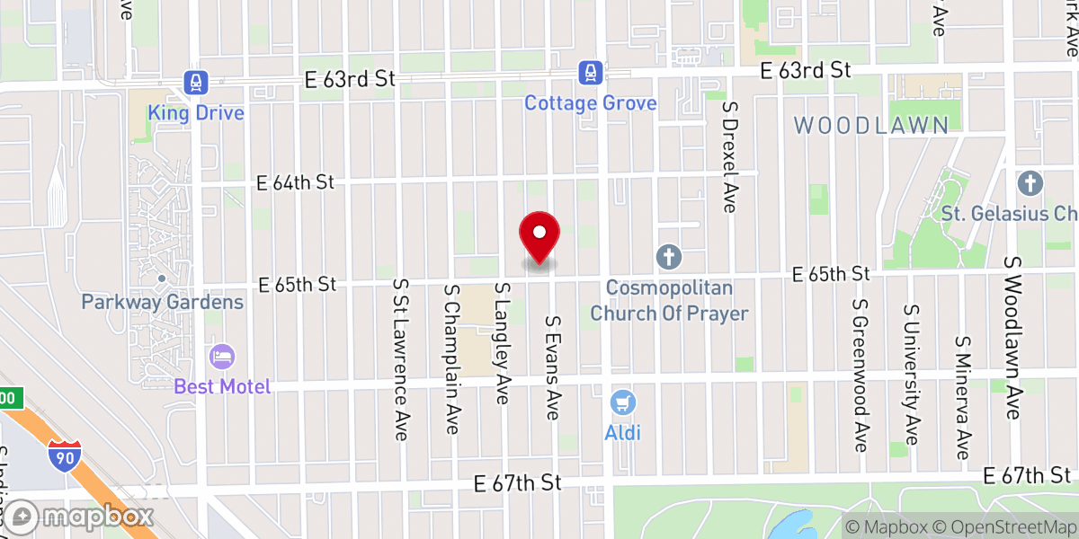 Map showing location of Woodlawn African Methodist Episcopal Church