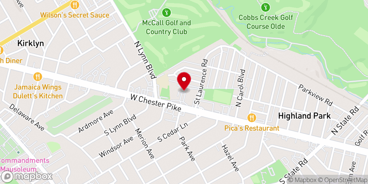 Map showing location of Saint Laurence Catholic Church