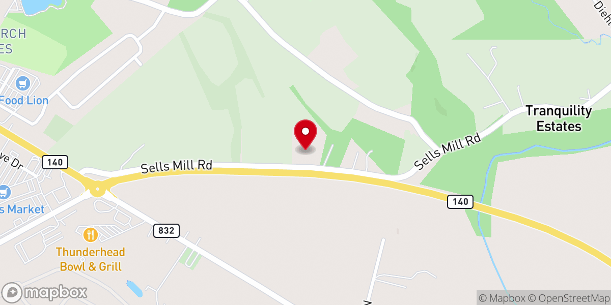 Map showing location of Taneytown Baptist Church