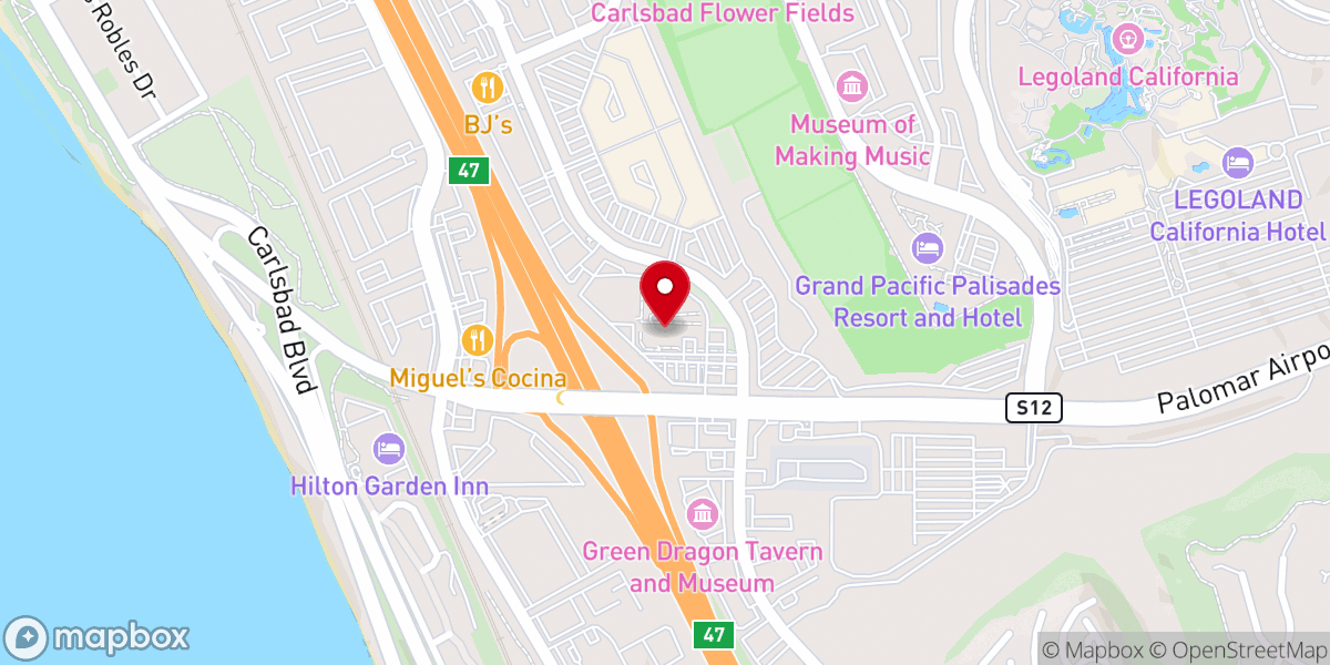 Map showing location of Carlsbad Windmill by Wedgewood Weddings