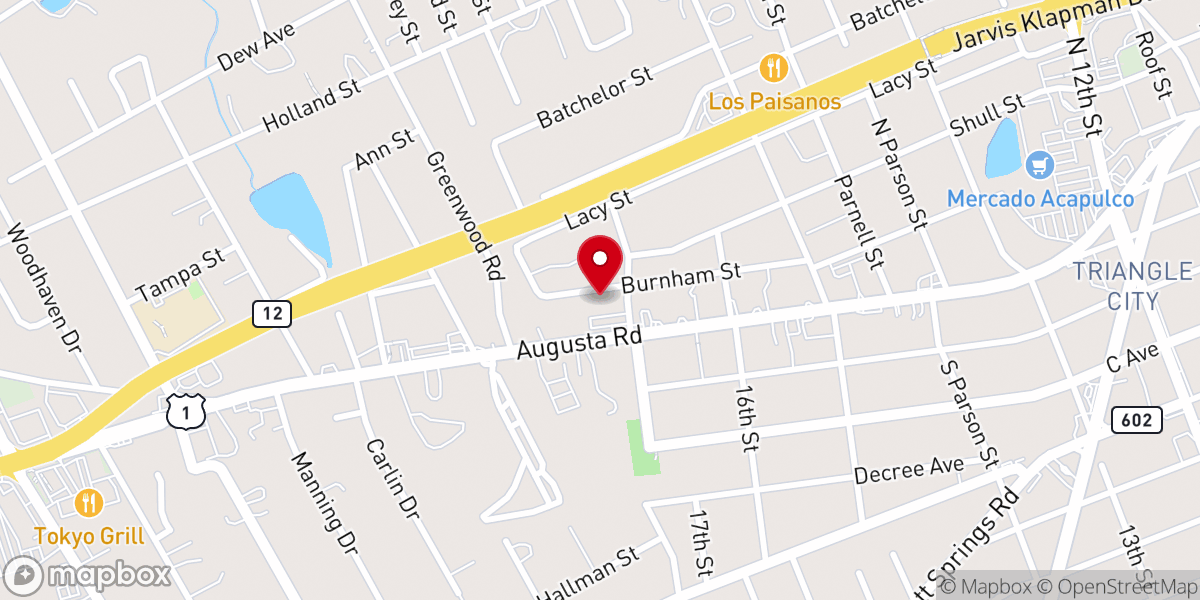 Map showing location of Green Hill Baptist Church