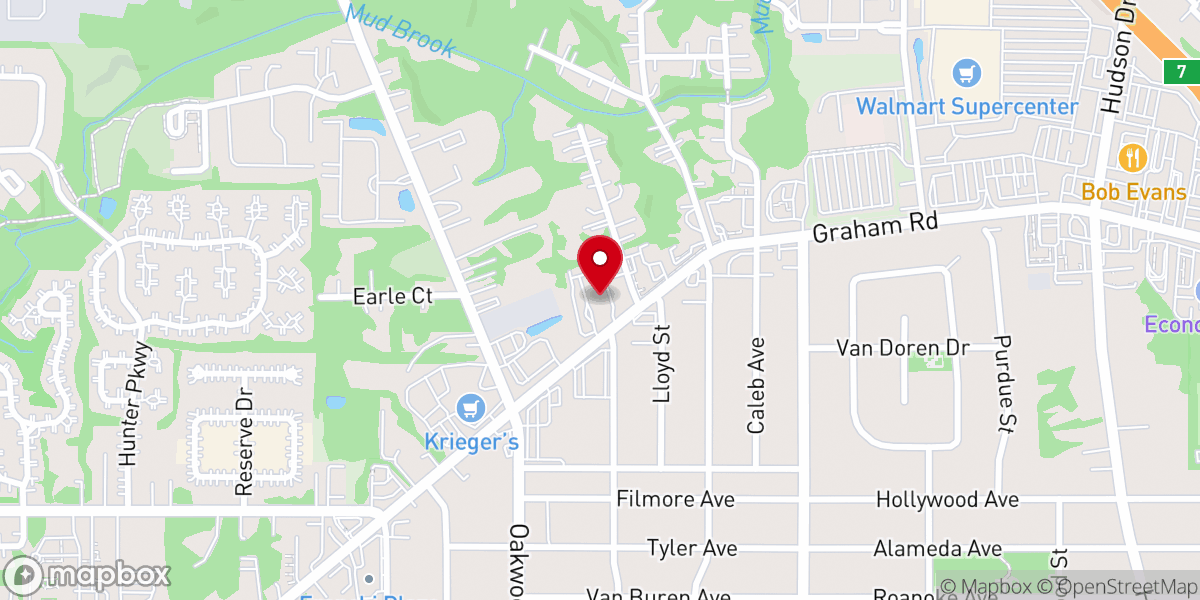 Map showing location of Graham Road Baptist Church