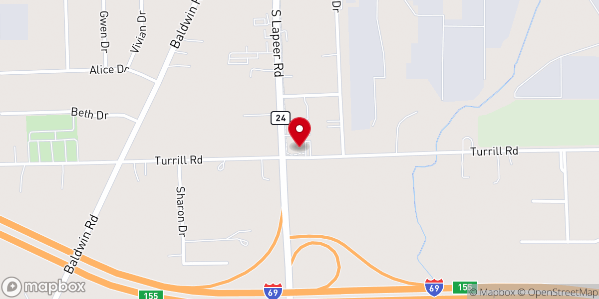 Map showing location of Lapeer Seventh-day Adventist Church