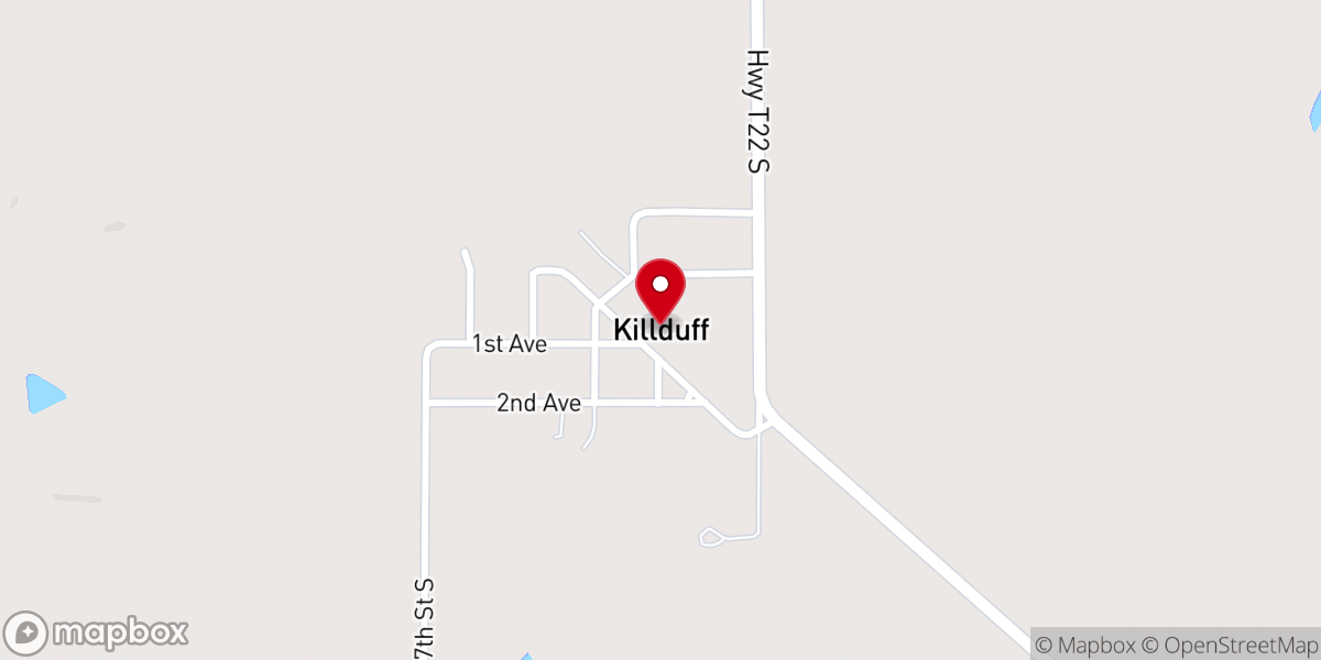 Map showing location of Killduff United Methodist Church