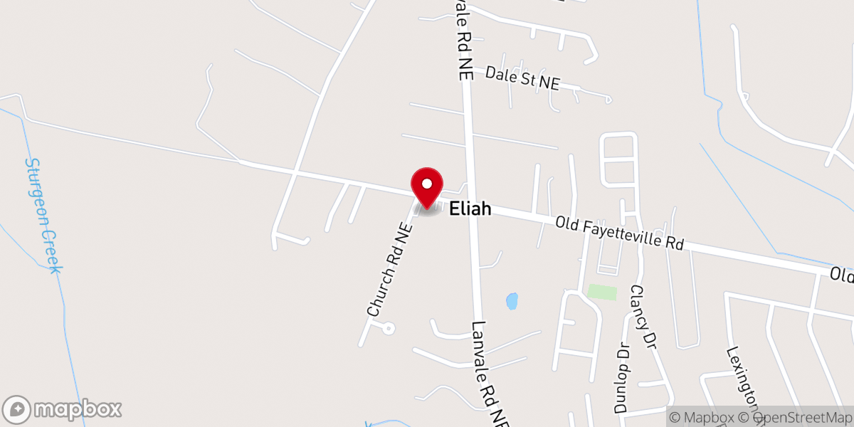 Map showing location of Elah Baptist Church