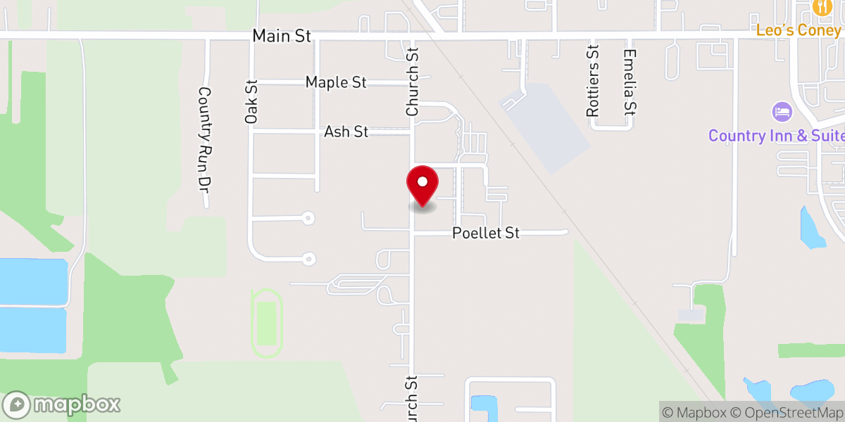 Map showing location of Birch Run United Methodist Church