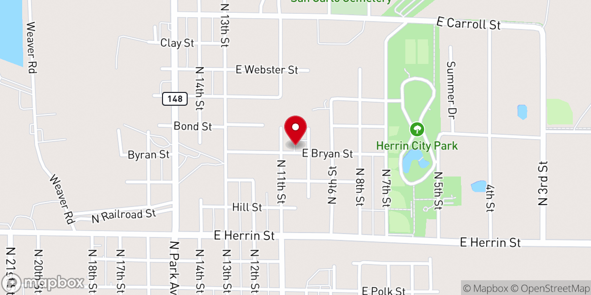 Map showing location of Bryan Street Baptist Church