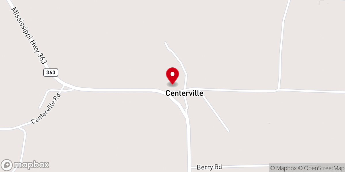 Map showing location of Centerville Baptist Church