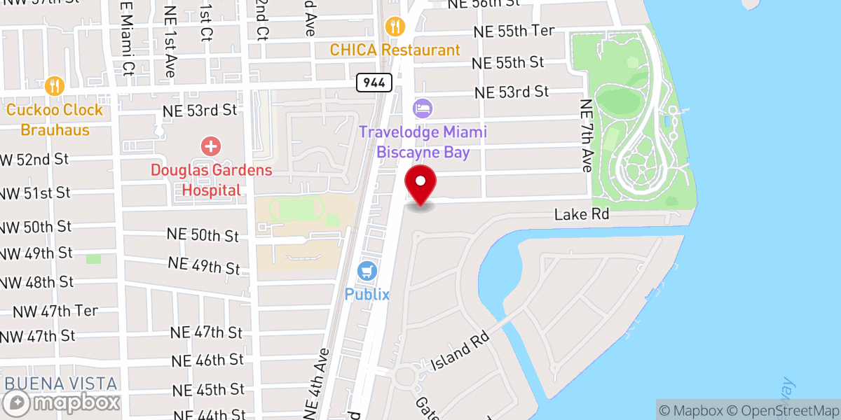 Map showing location of Bay Shore Lutheran Church