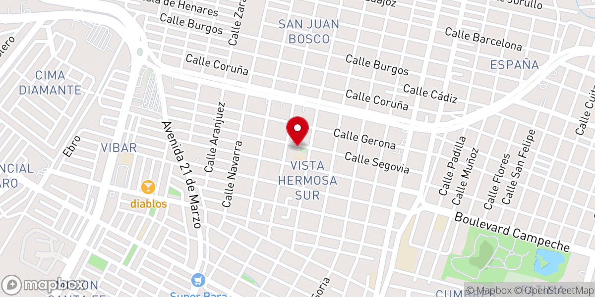 Map showing location of Templo de la Cruz