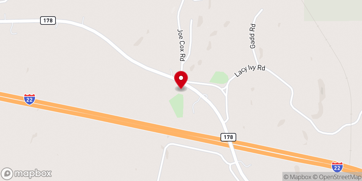 Map showing location of Temperance Hill Baptist Church