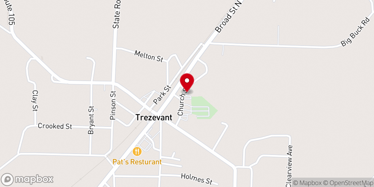 Map showing location of Trezevant church of Christ