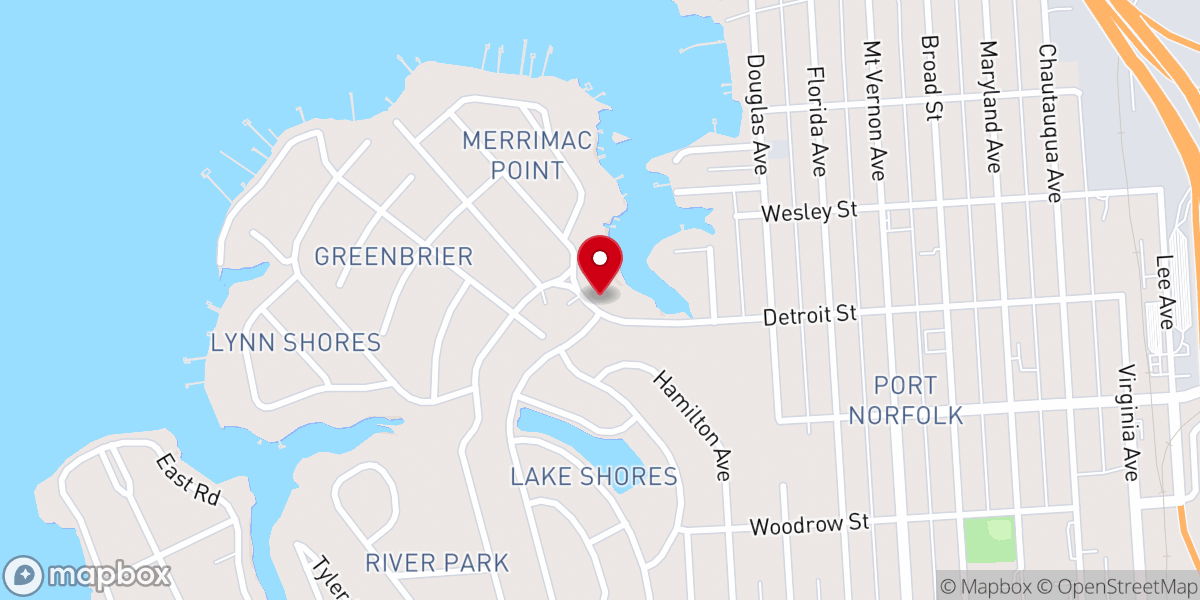 Map showing location of Portsmouth Christian Church