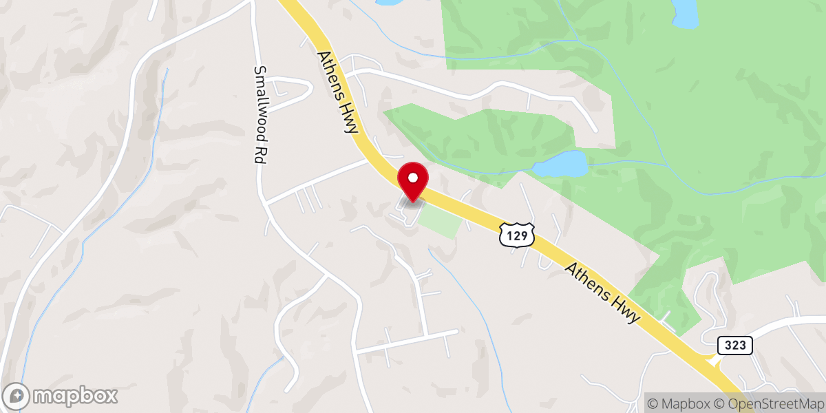 Map showing location of Oak Grove Baptist Church