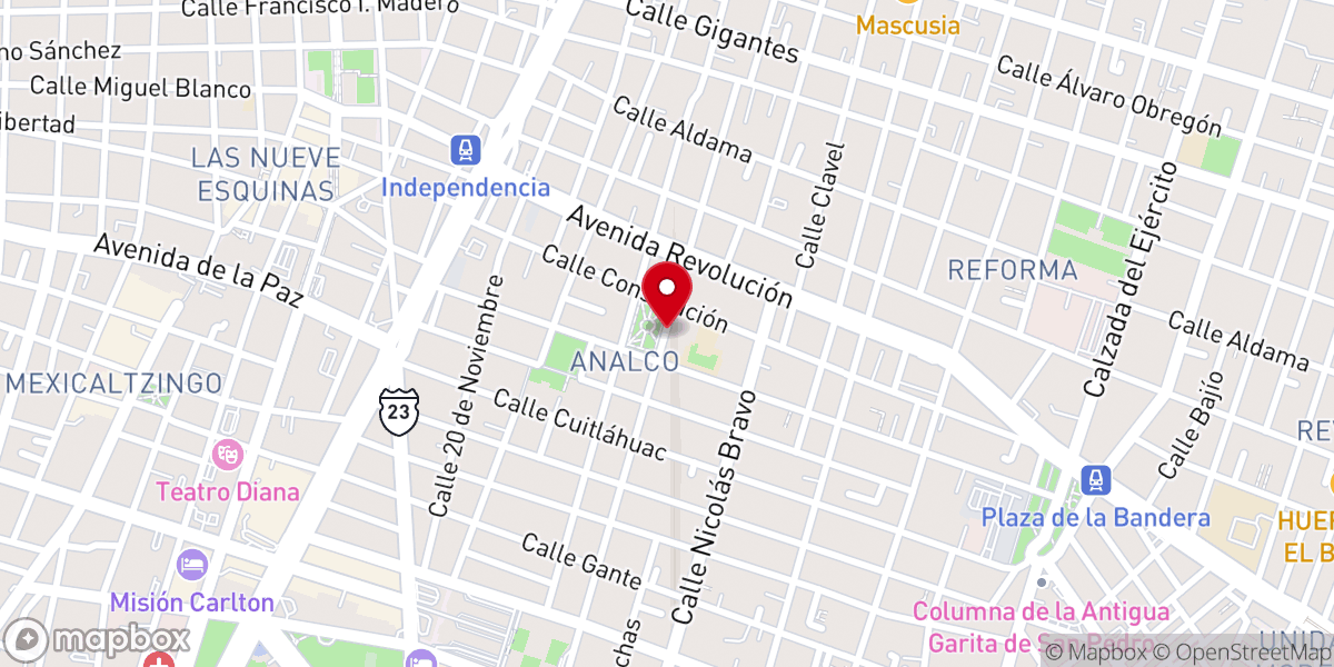 Map showing location of Parroquia de San José de Analco