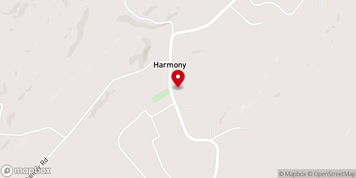 Map showing location of Harmony Baptist Church