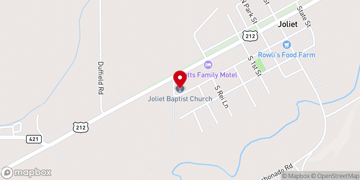 Map showing location of Joliet Baptist Church