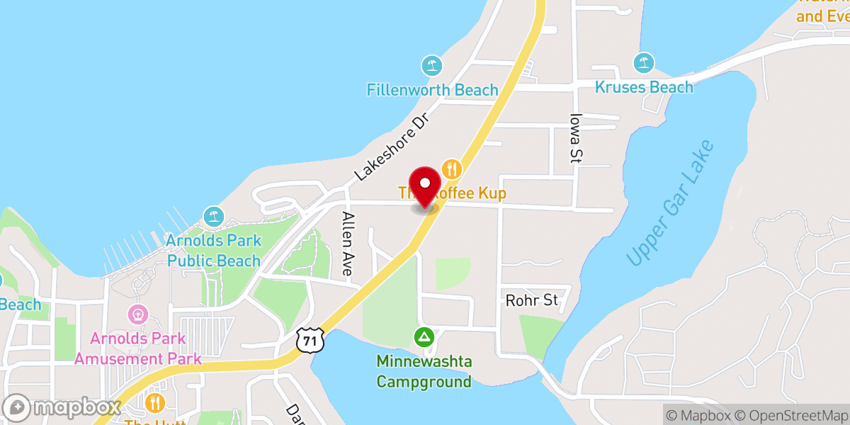 Map showing location of Okoboji Bible Conference Ministries