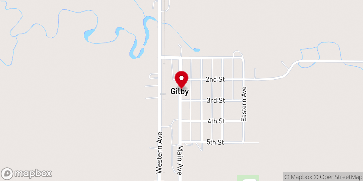 Map showing location of GILBY COMMUNITY CENTER