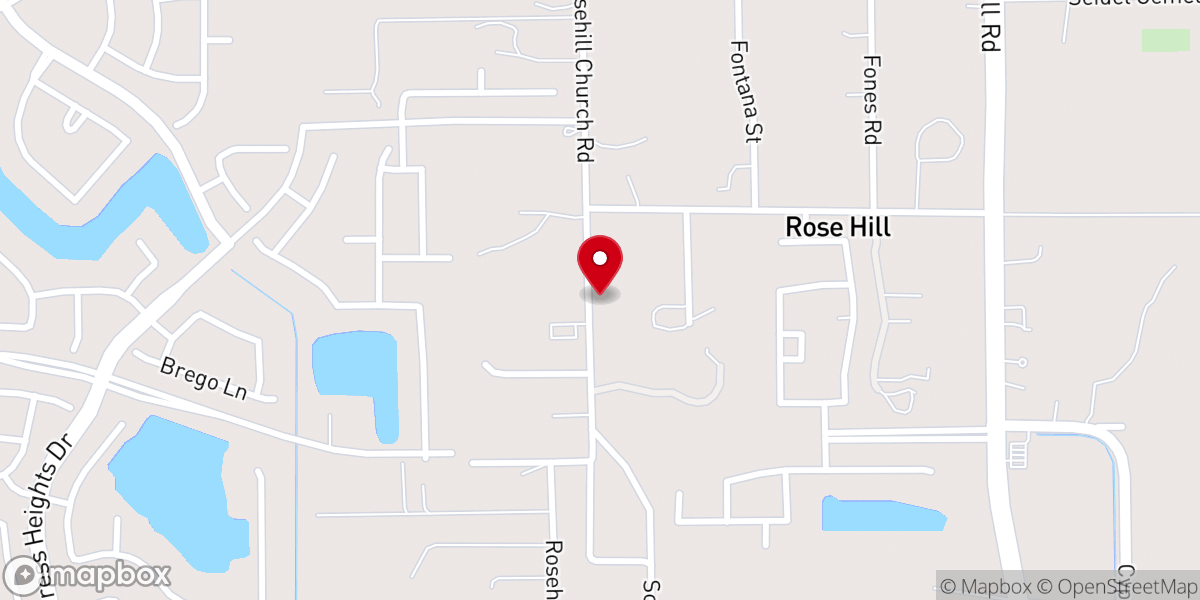 Map showing location of Rose Hill Methodist Church