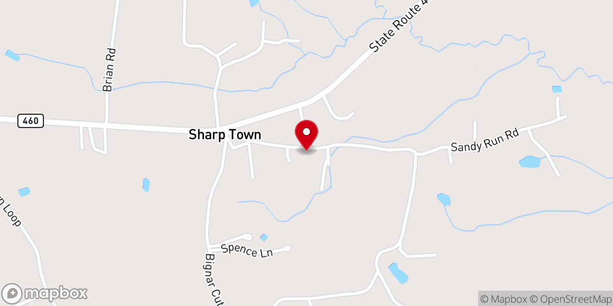 Map showing location of Crossroads Baptist Church
