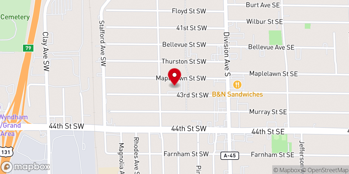 Map showing location of Maplelawn Baptist Church