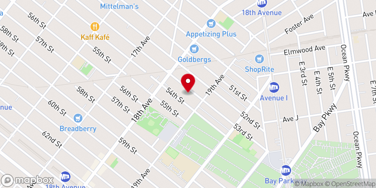 Map showing location of Cong. Kedushat Yom Tov D'Ropshitz