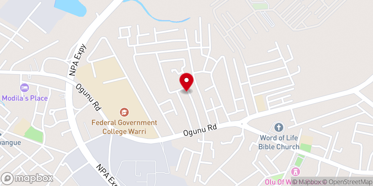 Map showing location of St. Monica's Catholic Church, Ekurede Urhobo