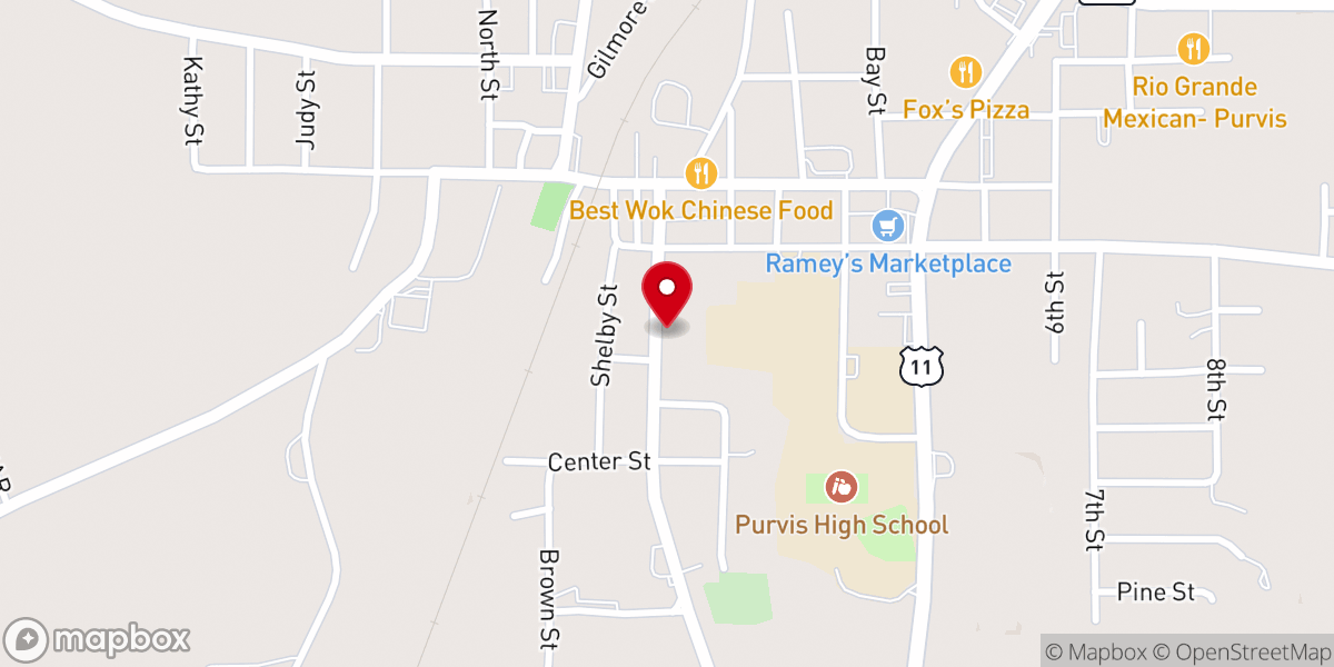 Map showing location of Rosehill Baptist Church