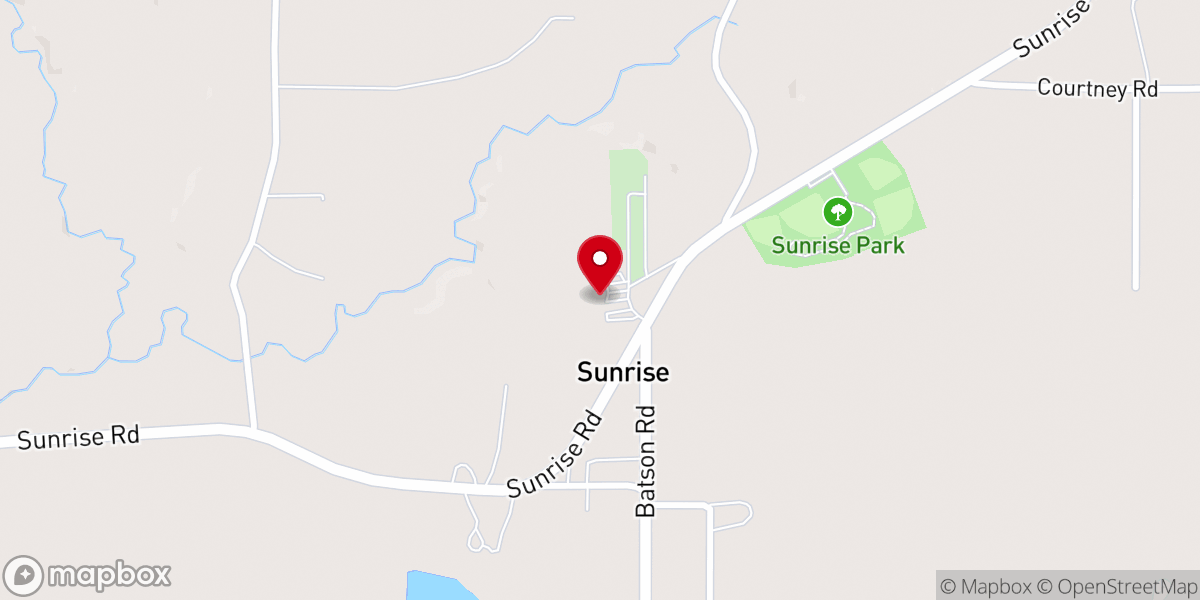Map showing location of Sunrise Baptist Church