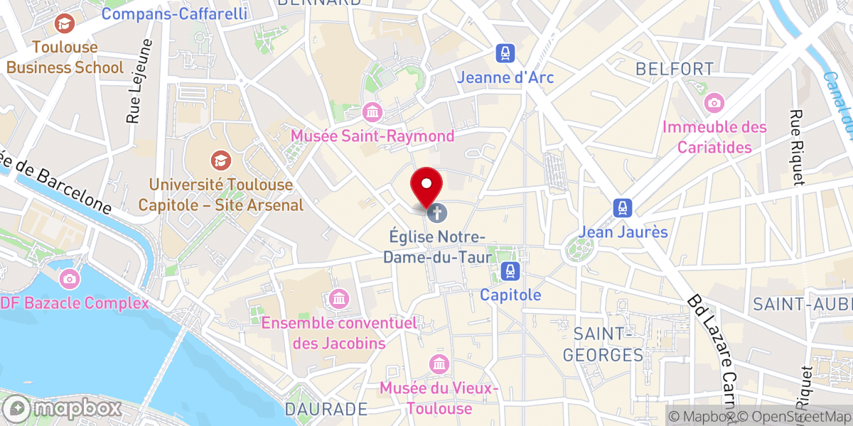 Map showing location of Église Notre-Dame-du-Taur de Toulouse