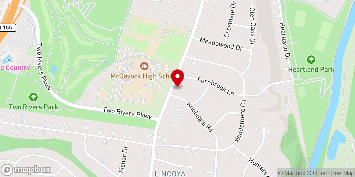 Map showing location of Lincoya Hills Baptist Church