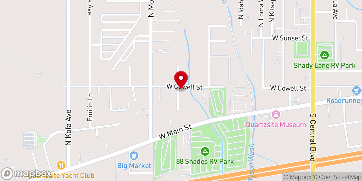 Map showing location of First Baptist Church of Quartzsite
