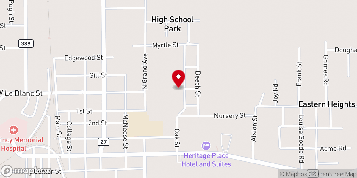 Map showing location of Dequincy Public Pool